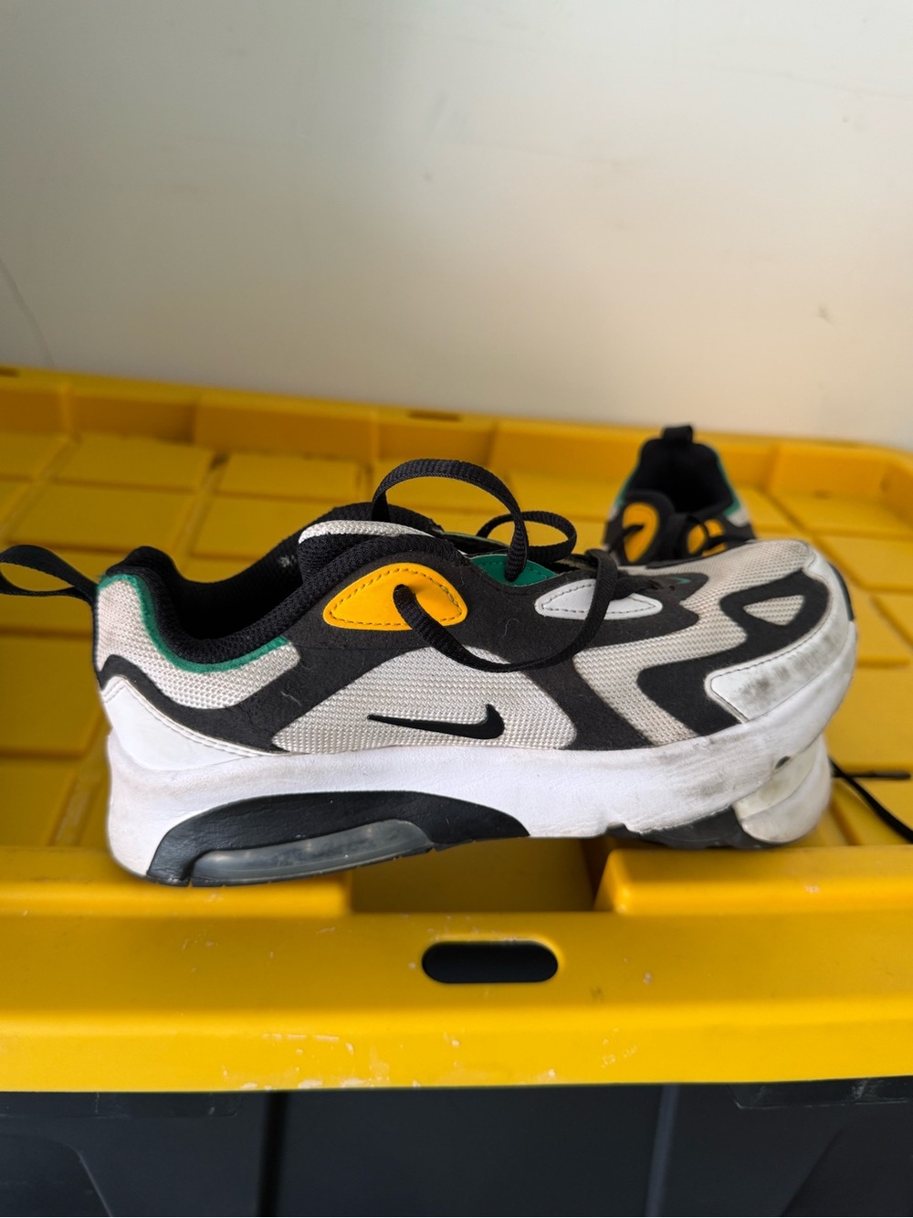 Nike Kids White and Black Sneakers with Yellow Accents